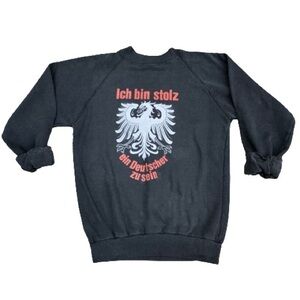 Vintage I Am Proud To Be German Faded Black Raglan Crewneck 50/50 Sweatshirt
